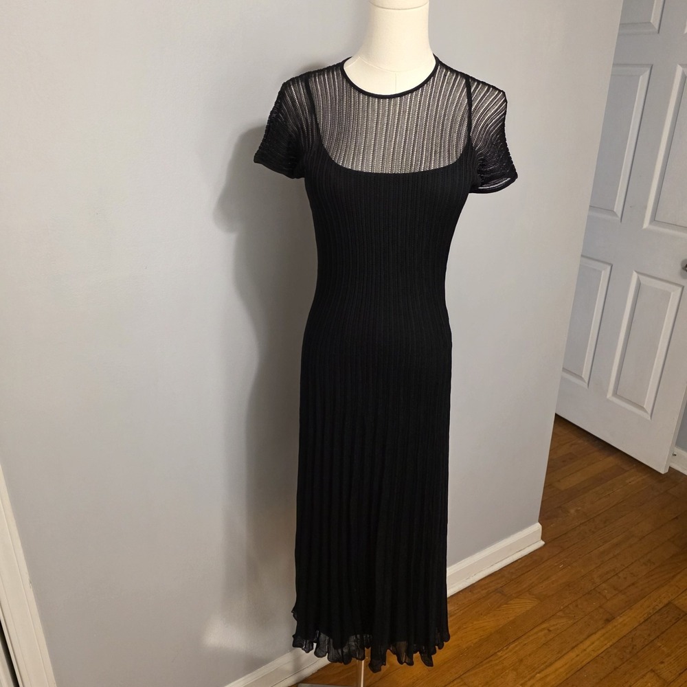 Ralph Lauren Purple‎ Label Sheer Cap Sleeve Day Dress Size XXS Black $2,990